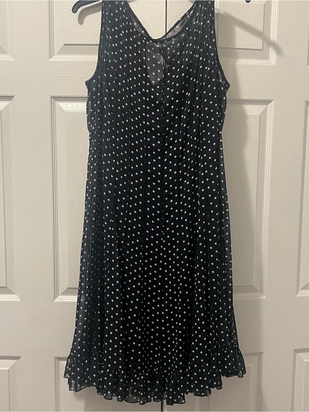 Jessica Howard Navy and White Polka Dot Sleeveless Dress